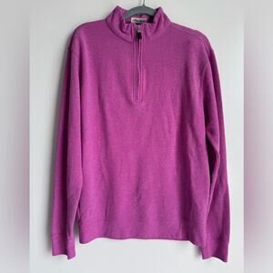 PETER MILLAR Tri Blend Melange Quarter Zip Dark Pink Mens Small Golf Tennis Date